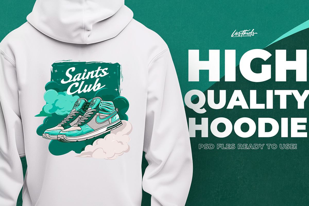 Realistic White Hoodie Mock up, a Hoody Mockup by Lostkids (Photo 3 of 3)