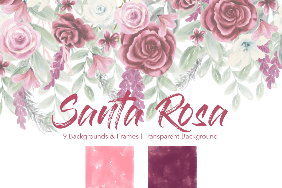 Watercolor Flowers Pink Burgundy, a Graphic by Feather Grace Designs (Photo 4 of 6)