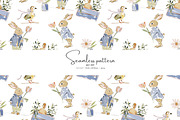 watercolor rabbit seamless pattern, a Pattern Graphic by Pink Studio Art (Thumbnail 1 of 5)