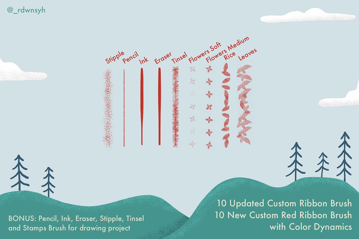 NEW Red Ribbon Brush for Procreate preview 6
