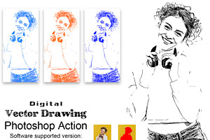Digital Vector Drawing Ps Action, an Action Add-On by Studio Retouch