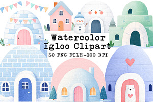 Watercolor Igloo Clipart, an Illustration by Libby Wishes