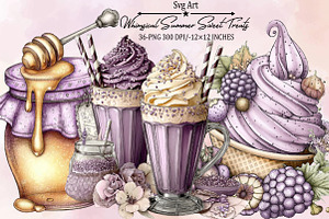 Whimsical Summer Sweet Treats Clipar, an Illustration by SVGArt