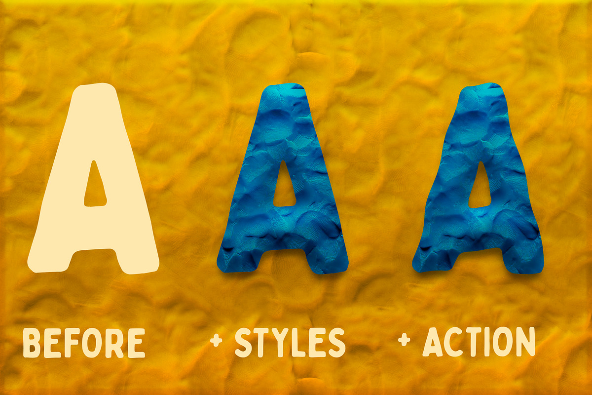 Plasticine Photoshop Styles Actions, a Layer Style Add-On by Alexiva (Photo 4 of 5)