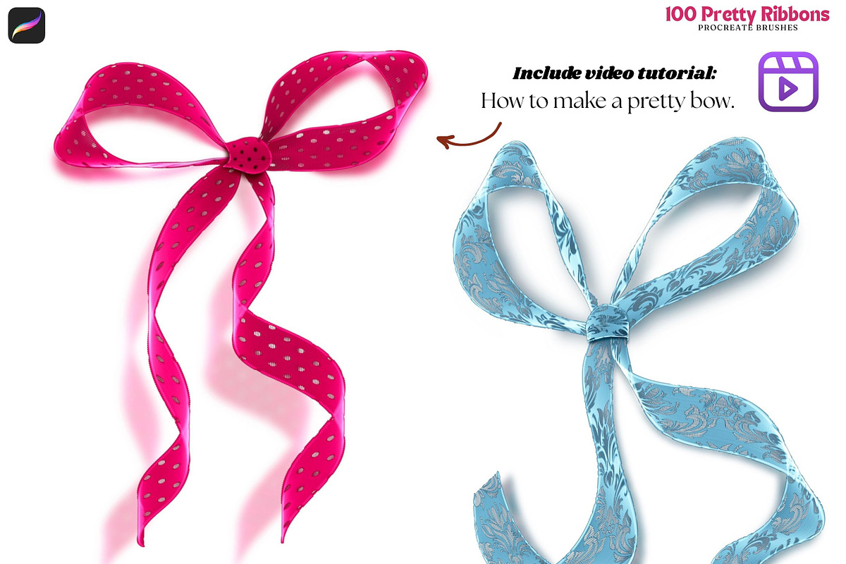 Procreate 100 Pretty Ribbons Brushes, a Brush Add-On by Fashion Workshop Bkk (Photo 7 of 21)