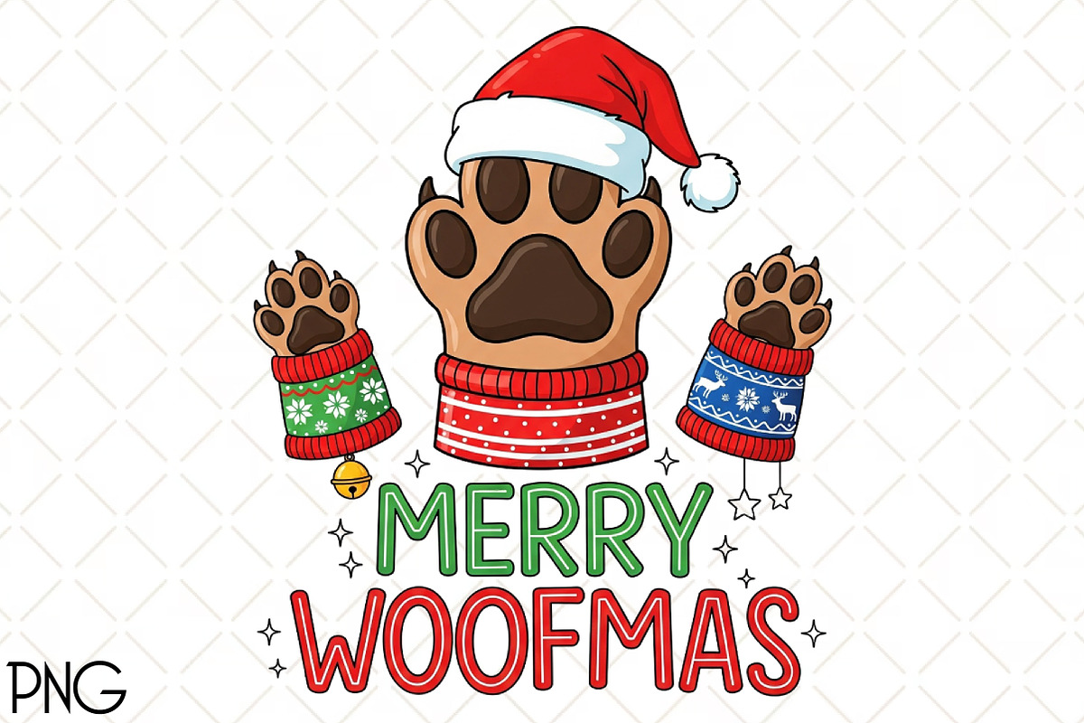 Merry Woofmas Dog Paws Sublimation, an Illustration by Black Bird Studio (Photo 1 of 4)