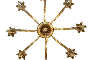 Golden ceiling chandelier with star-shaped arms, an Arts & Entertainment Photo by DanFLCreativo