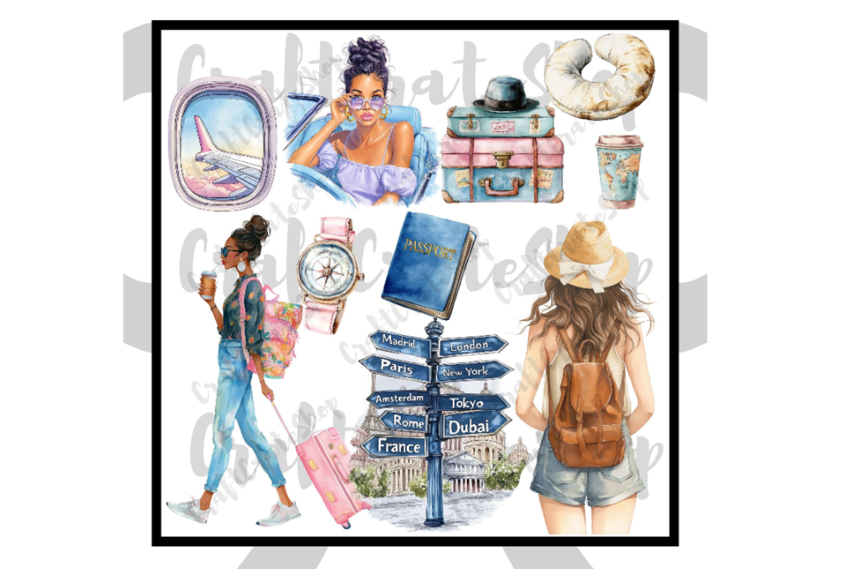 Watercolor Traveler Clipart, an Illustration by CraftCrateShop (Photo 4 of 7)