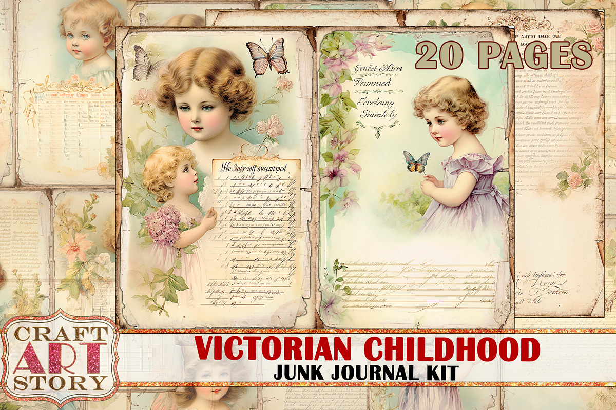 Victorian Children Journal Pages, a Person Illustration by CraftArtStory (Photo 1 of 5)