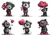 Teddy Bear Valentine Clipart, an Illustration by CraftArtStudio (Thumbnail 2 of 6)