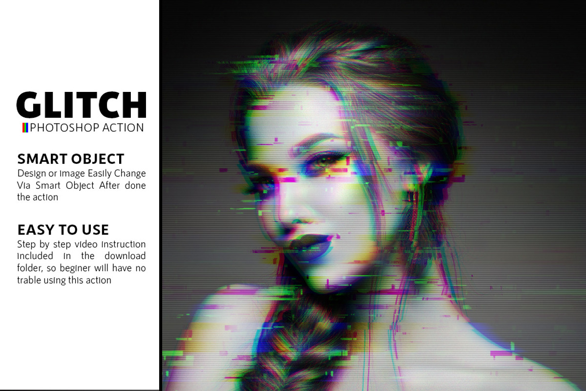 Glitch Photoshop Action, an Action Add-On by designvillage (Photo 4 of 11)