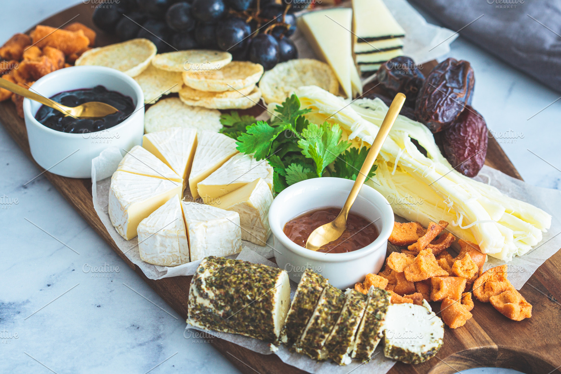 Cheese board with fruits and crackers., a Food & Drink Photo by vaaseenaa