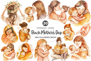 Peach Mother and Child Mother's Day, an Illustration by SinaCreation