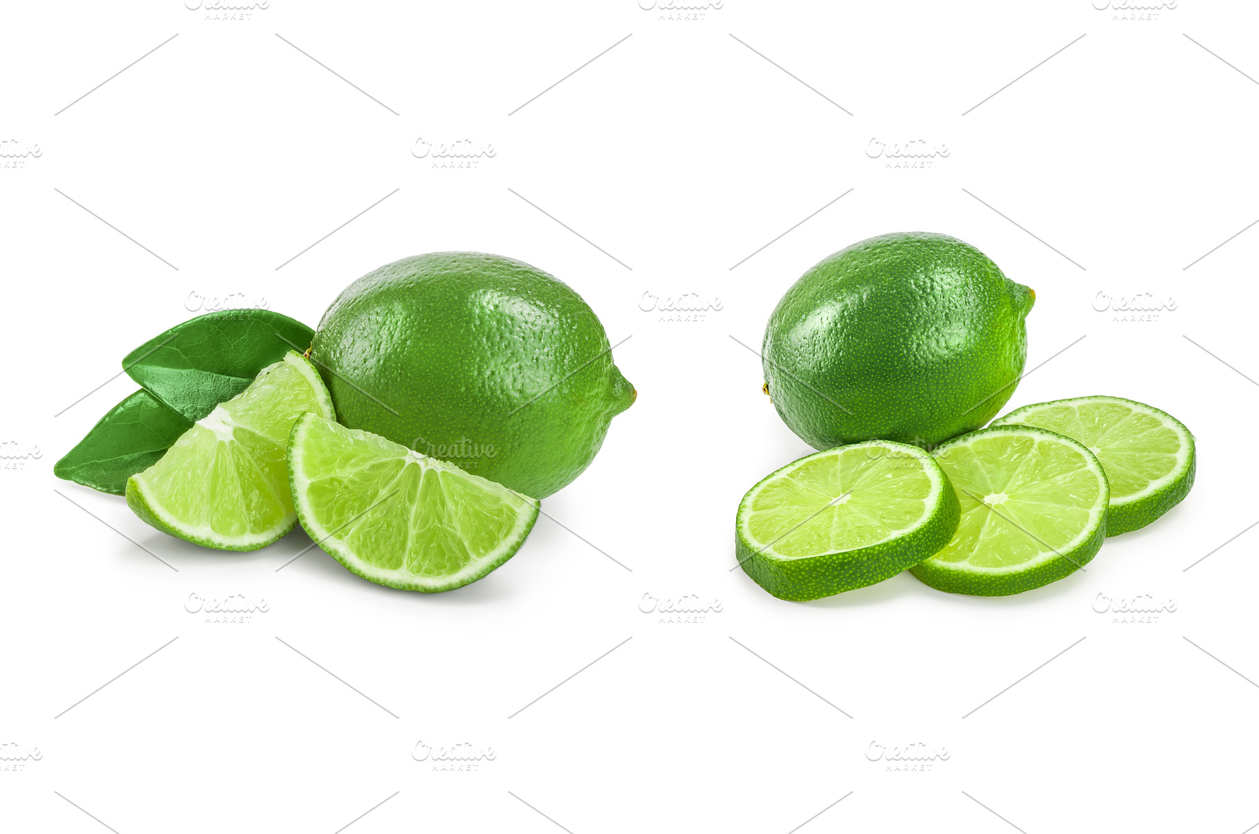 lime with slices and leaf isolated, a Food & Drink Photo by NataPhoto