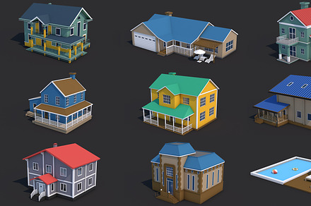 8 House Building and Swimming Pool, an Architecture 3D Model by multimedia4ds