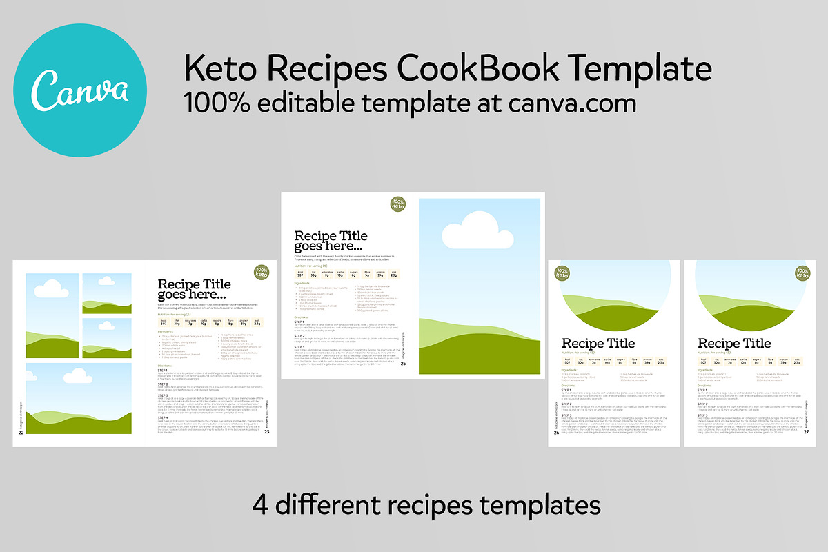 Keto Recipes Cookbook CANVA template, a Templates & Theme by DeLaGranSiete (Photo 10 of 10)
