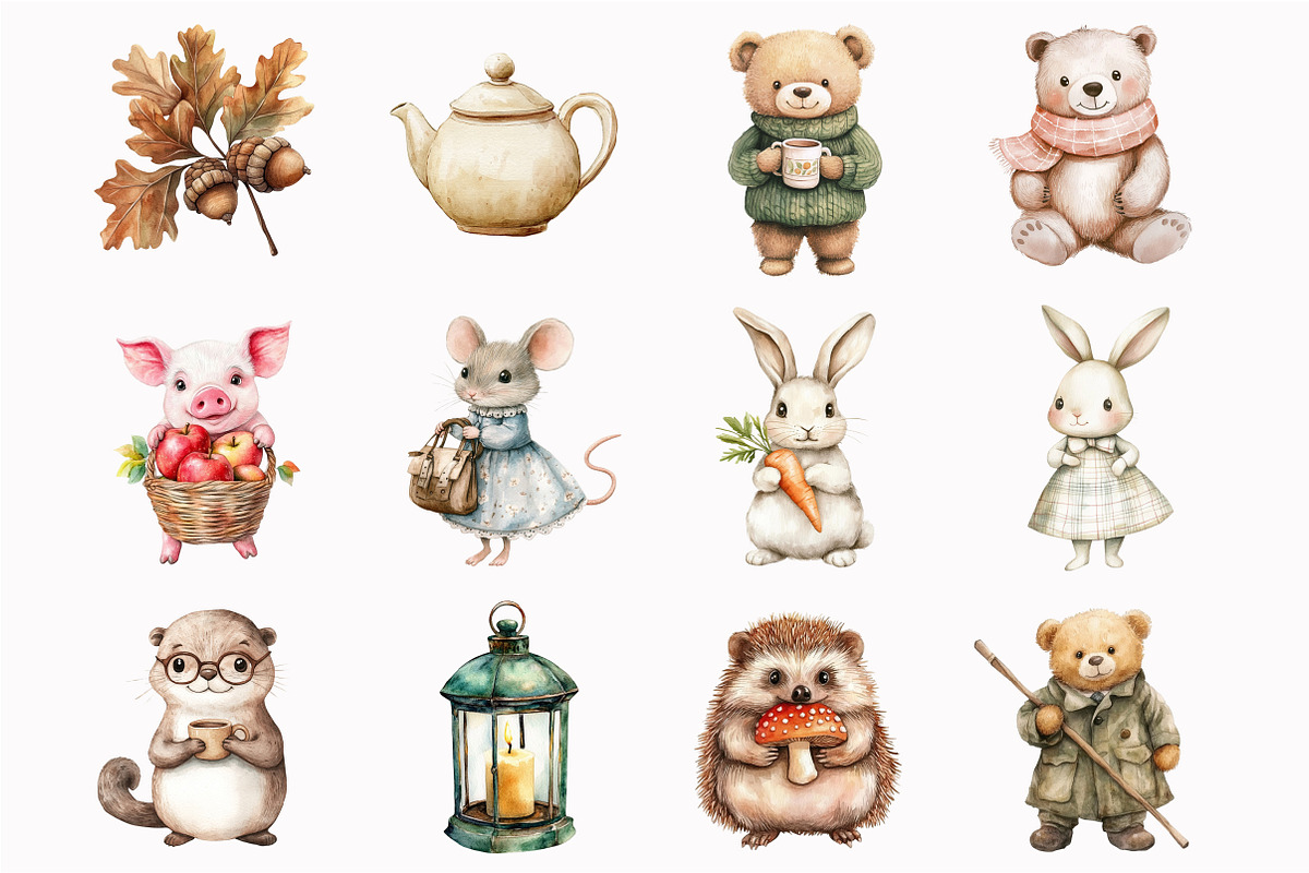 Watercolor Woodland Stories Clipart, an Illustration by Design Market (Photo 3 of 5)