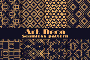 Art deco set of seamless pattern