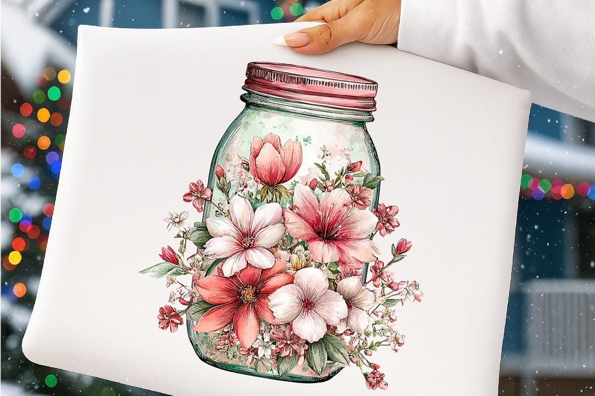 Spring flowers mason jar clipart, an Illustration by SinaCreation (Photo 7 of 11)