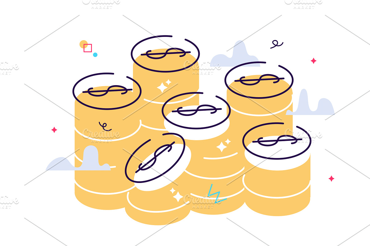 Hands holding coins and putting them, a Finance Illustration by marcovector