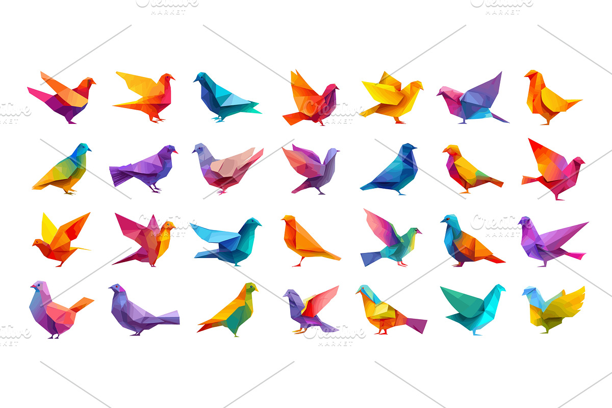 Origami paper birds cartoon vector, an Object Illustration by Onyx