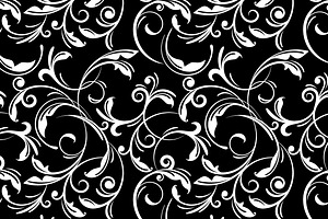 Black white swirls seamless pattern