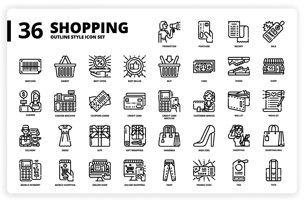 3,600 Icons x3 Styles, an Outline Icon by monkik (Photo 257 of 299)