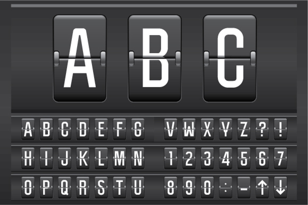 Scoreboard alphabet 2 vector font, an Object Illustration by MaximGertsen