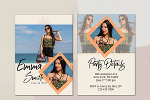 Beachy Photoshop Grad Card Template