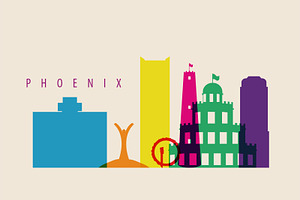 Pheonix City Skyline Illustration