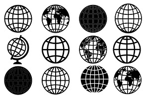 Globe & World Map Silhouette Bundle, a Technology Illustration by balal