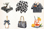 Luxury Black Gingham Summer Clipart, an Illustration by Libby Wishes (Thumbnail 2 of 6)