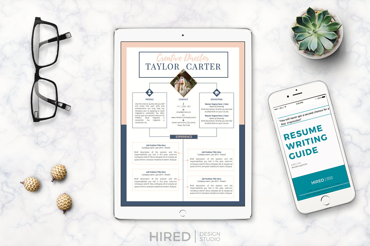 Creative CV Resume Template + icons, a Resume Template by HIRED Design Studio (Photo 5 of 12)