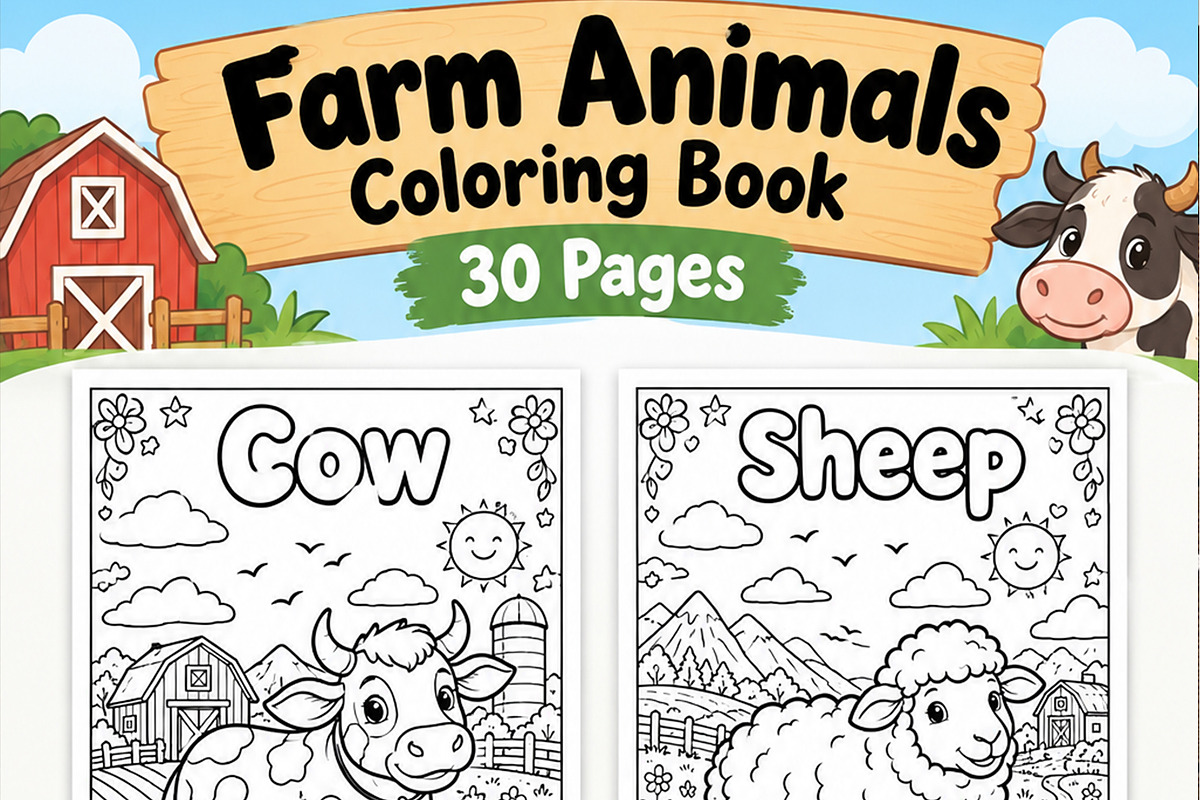 Farm Animal Coloring Book for Kids, an Education Illustration by Mohammad Sarfaraz (Photo 10 of 11)