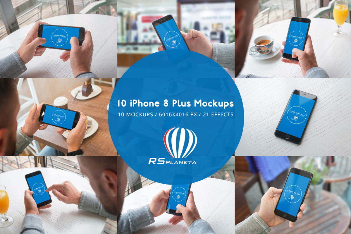 10 iPhone 8 Plus Mockups, an iPhone Mockup by RSplaneta (Photo 1 of 10)