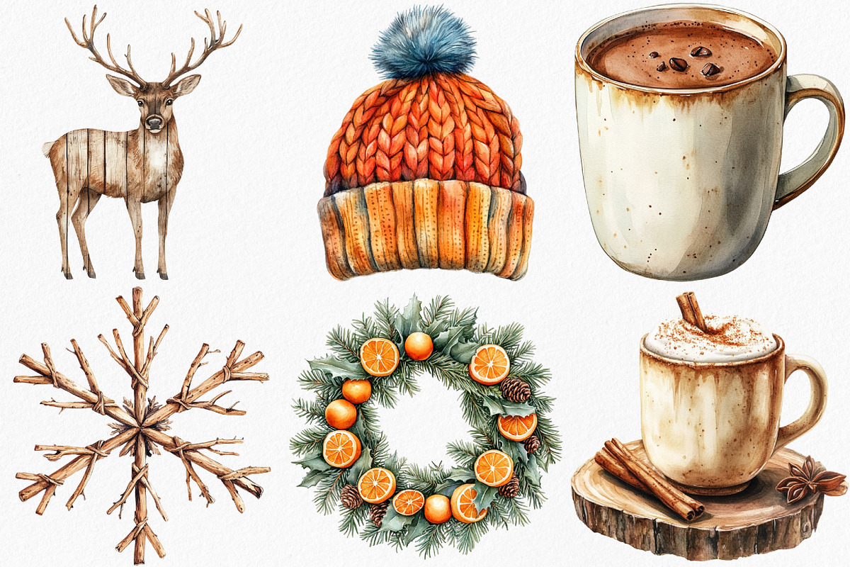 Cozy Rustic Christmas Clipart, an Illustration by Canvas Craft (Photo 3 of 7)