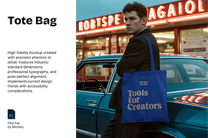 Retro Urban Night Tote Bag Mockup