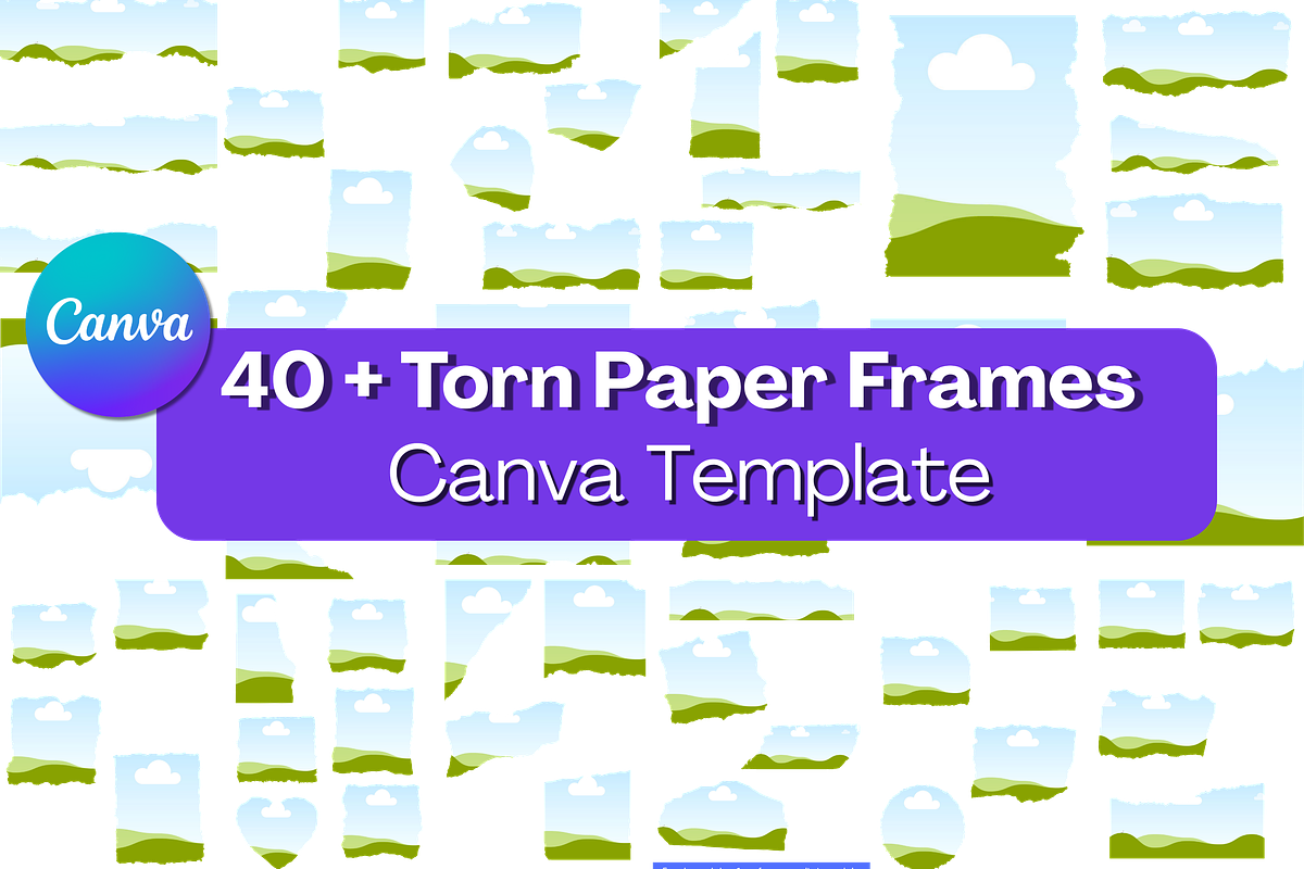 40+ Torn Paper Frames for Canva, a Presentation Template by Wicked Creative (Photo 1 of 9)