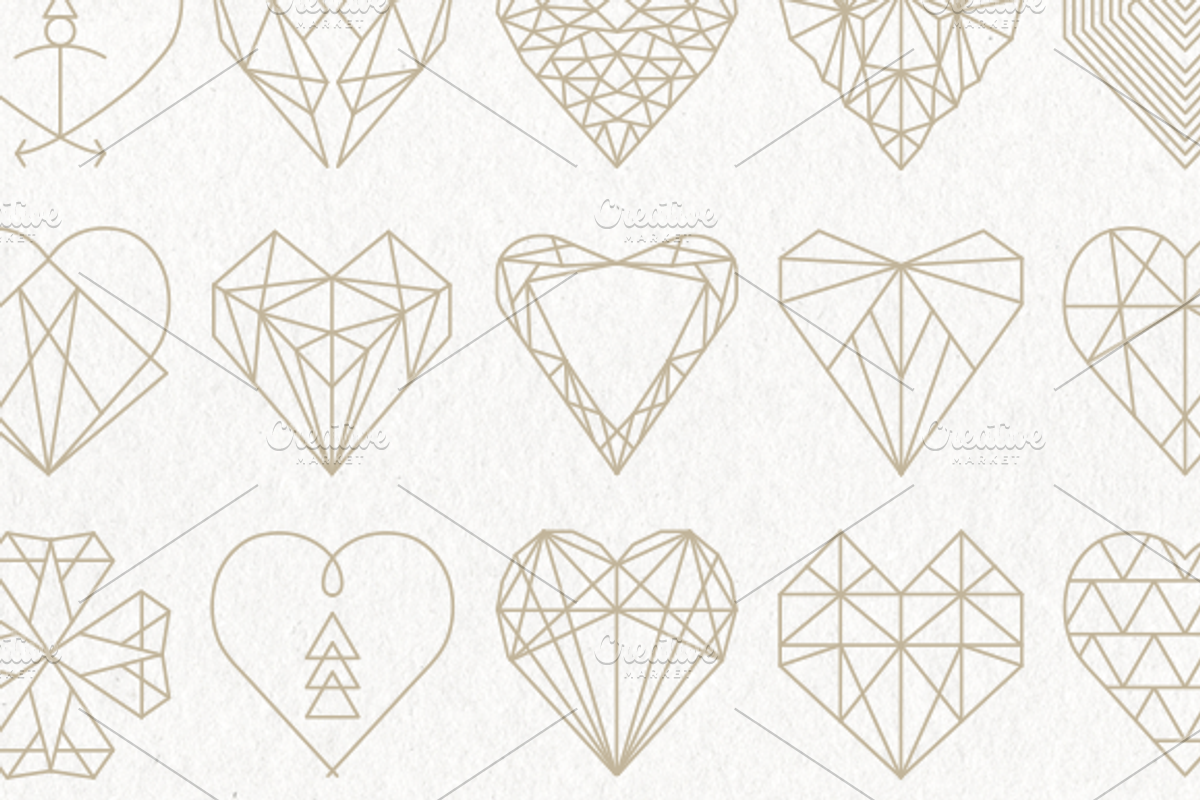 30 Geometric Heart Shapes Symbols preview 3