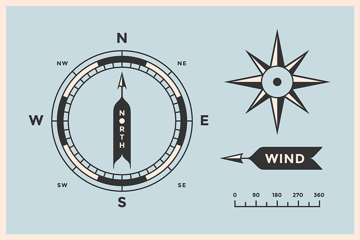 Rose Wind and Compass, an Object Illustration by Foxys Graphic