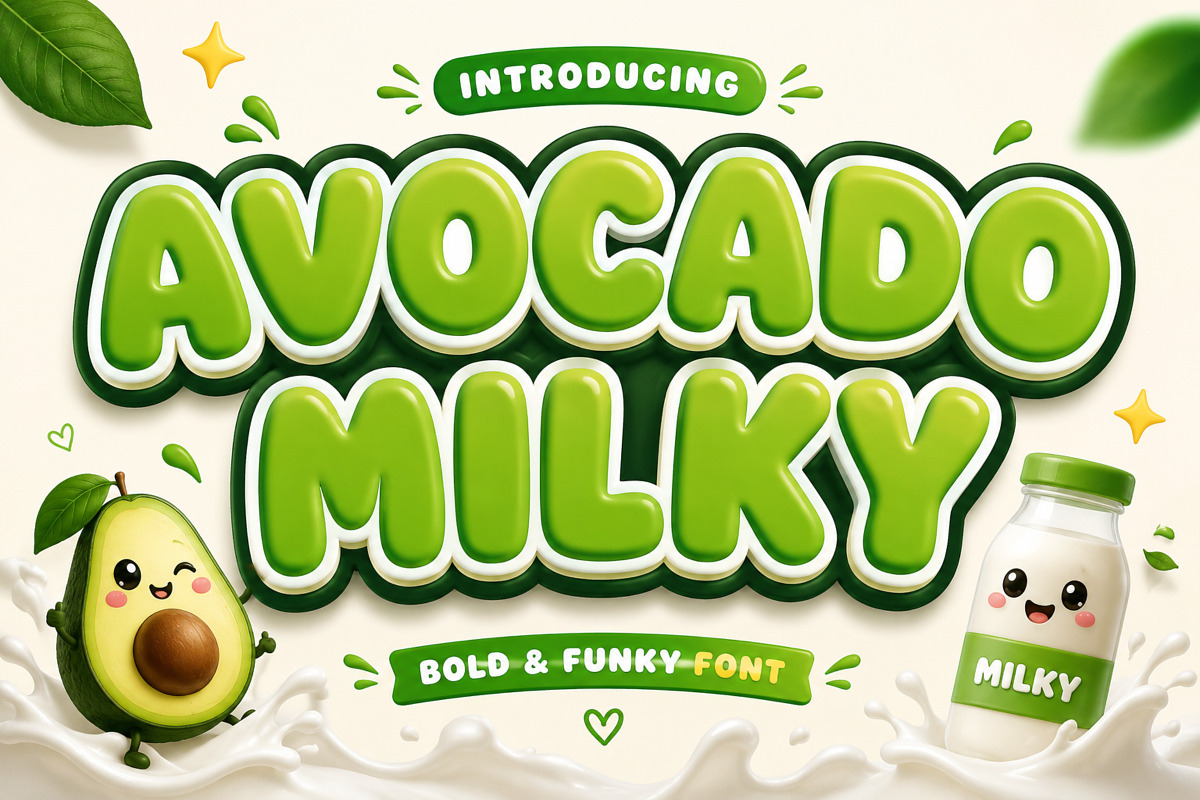 Avocado Milky, a Sans Serif Font by Limited.studio (Photo 1 of 5)