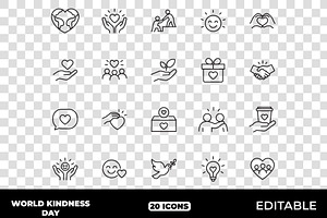 World Kindness Day Outline Icons