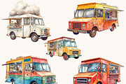 Watercolor Food Truck Clipart Bundle, a Transportation Illustration by Design Scotch (Thumbnail 7 of 9)