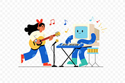 Human and AI Making Music Vector, a Technology Illustration by Partikusi Design (Thumbnail 3 of 3)