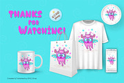 Cute cartoon flying monster. Tshirt., an Animal Illustration by KENO Mascots (Thumbnail 4 of 4)