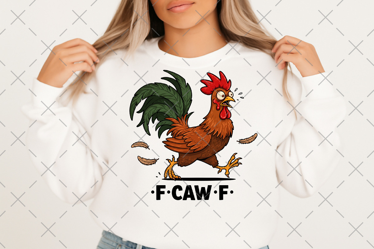 Funny Chicken F-Caw-F Rooster PNG, an Illustration by Craft Nest (Photo 2 of 6)
