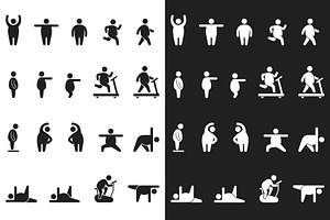 Fat Body Aerobic Exercise Icons