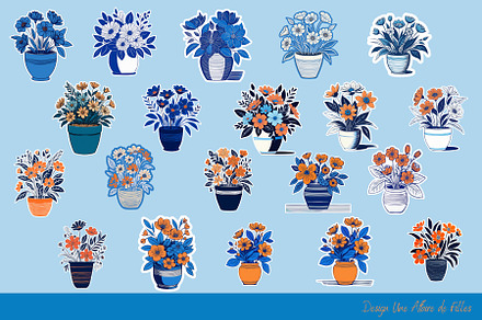 Flowers in a Pot : 40 Stickers