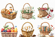 Watercolor Picnic Basket Clipart, an Illustration by Craft Nest (Thumbnail 3 of 6)