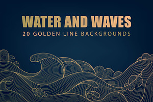 Water And Waves Golden Backgrounds, a Background Graphic by Marylia
